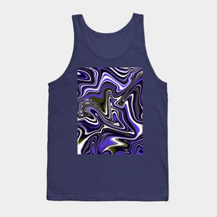 Blue River Marbled Swirl, 1970s Abstract Flowing Texture Tank Top